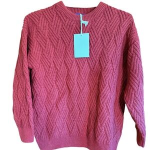 Aelfric Eden Men's Knit Sweater‎ Maroon Geometric Pattern Crewneck Fits M